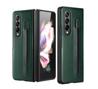 kuaijiexiaopu Custodie, Litchi Leather Case with Pencil Bag, Business Foldable Flip Shockproof Protective Cover Suitable for Samsung Galaxy Z Fold 6/5(Verde,Z Fold5)