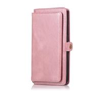 kuaijiexiaopu Custodie, Multifunctional Wallet Cover with Card Holder, Multi-Card Retro Flip Leather Case Suitable for Samsung Galaxy S25 6.2 inch(Rose Gold)