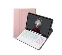 kuaijiexiaopu Detachable Regular/Tri Color Backlit Touch Keyboard Protective Case Suitable for Samsung Galaxy Tab A8 10.5 inch-X200(Backlit Touch Keyboard+Rose Gold)