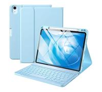 kuaijiexiaopu Magnetic Detachable Backlit Keyboard Leather Protective Cover Soft Shell Suitable for iPad Air4/5/Air11 (M2/3) 10.9 inch(Sky Blue+Backlit Keyboard)