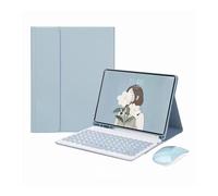 kuaijiexiaopu Round Keycap Keyboard Pen Slot TPU Leather Case Suitable for Samsung Galaxy Tab S10 plus/S9FEplus/S8plus 12.4 inch(Sky Blue+keyboard+mouse)