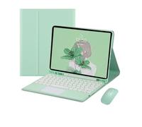 kuaijiexiaopu Round Keycap Keyboard Pen Slot TPU Leather Case Suitable for Samsung Galaxy Tab S8 Ultra/S9ultra/S10Ultra-14.6 inch 2023(Green+touch keyboard2+mouse)