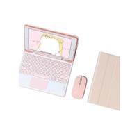 kuaijiexiaopu Tablet Protective Case with Keyboard and Mouse Set Suitable for iPad 11th Gen/10th Generation 10.9-inch Universal(Round touch keyboard+mouse+Pink)