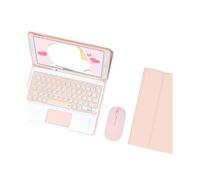 kuaijiexiaopu Tablet Protective Case with Keyboard and Mouse Set Suitable for iPad Air 13 inches/PRO 12.9 inch(2018-22) Universal(Square touch keyboard+mouse+Pink)