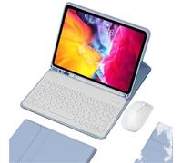 kuaijiexiaopu Tablet Protective Case with Pen Slot, Round Key Cap Keyboard Mouse Suitable for iPad Mini 7 2024/Mini6 2021 8.3-inch Universal(Purple+keyboard+mouse)