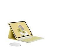 kuaijiexiaopu Tablet Protective Cover Keyboard Set with Pen Slot Suitable for iPad Pro 12.9 inch 2022/2021/2020 universal(Yellow+Yellow Keyboard+Mouse)