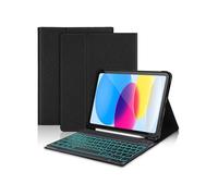 kuaijiexiaopu Tastiera retroilluminata staccabile, custodia protettiva in pelle flip compatibile con iPad Air5/Air4 da 10,9 pollici(Black+Keyboard)