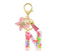 Kuaikely Portachiavi con Iniziali Donna Portachiavi con Nome Lettera Charms Farfalla per Donne Ragazze per Donne Ragazze