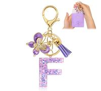 Kuaikely Portachiavi con Iniziali Donna Portachiavi con Nome Lettera Charms Farfalla per Donne Ragazze per Donne Ragazze (F, Purple)