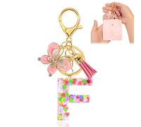 Kuaikely Portachiavi con Iniziali Donna Portachiavi con Nome Lettera Charms Farfalla per Donne Ragazze per Donne Ragazze (F, pink)
