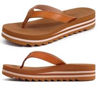 KuaiLu Infradito Donna Comode Yoga Mat Piattaforma Leggero Sandali Vestito Donne Estate Slip On Spiaggia Flip Flops Con Morbido Cuscino Letto a Piedi, Cachi EU 39