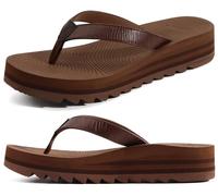 KuaiLu Infradito Donna Comode Yoga Mat Piattaforma Leggero Sandali Vestito Donne Estate Slip On Spiaggia Flip Flops Con Morbido Cuscino Letto a Piedi, Marrone EU 39