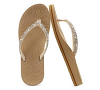 KuaiLu Infradito Donna Con Strass e Supporto Per Arco Yoga Mat Cuscino Sandali Moda Estate Spiaggia Piscina Viaggio Ortotici Camminare Perizoma Sandles Slip On Fascite Plantare Beige 36