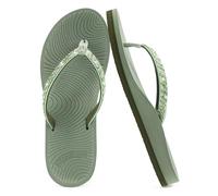 KuaiLu Infradito Donna Con Strass e Supporto Per Arco Yoga Mat Cuscino Sandali Moda Estate Spiaggia Piscina Viaggio Ortotici Camminare Perizoma Sandles Slip On Fascite Plantare Verde 42