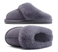 KuaiLu Pantofole Donna Invernali Pelose Chiuse Ciabatte Casa Calde Peluche Pelo Foderata Babbucce Comode Memory Foam Slippers Antiscivolo Suola Scarpe Niente tacchi Grigio 39