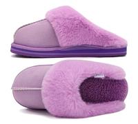 KuaiLu Pantofole Donna Invernali Pelose Chiuse Ciabatte Casa Calde Peluche Pelo Foderata Babbucce Comode Memory Foam Slippers Antiscivolo Suola Scarpe Niente tacchi Viola Chiaro 41