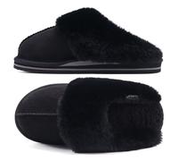 KuaiLu Pantofole Donna Invernali Pelose Chiuse Ciabatte Casa Calde Peluche Pelo Foderata Babbucce Comode Memory Foam Slippers Antiscivolo Suola Scarpe Niente tacchi Nero 43