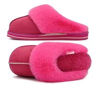 KuaiLu Pantofole Donna Invernali Pelose Chiuse Ciabatte Casa Calde Peluche Pelo Foderata Babbucce Comode Memory Foam Slippers Antiscivolo Suola Scarpe Niente tacchi Rosso Rosa 40