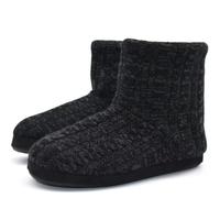KuaiLu Pantofole Stivaletti Uomo Invernali Chiuse Calde Peluche Antiscivolo | Stivaletto a Maglia Stitch Memory Foam Ciabatte Comode Pelose Lana Cotta Scarpe da Casa