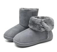 KuaiLu Pantofole Stivaletto Donna Invernali Chiuse Babbucce Memory Foam Alte Pantofole Stivali Inter Casa Comode Calde Pelose Ciabatte Stivaletti Peluche Pelo Slippers Antiscivolo grigia 40-41 EU