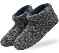 KuaiLu Pantofole Stivaletto Uomo Invernali Chiuse a Maglia Stitch Memory Foam Ciabatte Stivaletti Comode Calde Pelose Peluche Lana Cotta Antiscivolo Scarpe da Casa Nero Marrone 44