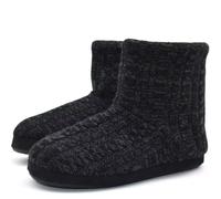 KuaiLu Pantofole Stivaletto Uomo Invernali Chiuse Babbucce a Maglia Stitch Memory Foam Ciabatte Stivaletti Comode Calde Pelose Peluche Lana Cotta Slippers Antiscivolo Scarpe da Casa Nero 45