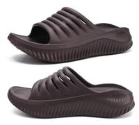 KuaiLu Sandali di Recupero Donna con Comode Ortopediche Fascite Plantare Supporto Arco Ciabatte Aperte Leggero Sportivi Ciabatta Estive Mare Spiaggia Piscina Doccia Antiscivolo Sandalo Marrone puro 42