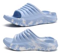 KuaiLu Sandali di Recupero Donna con Comode Ortopediche Fascite Plantare Supporto Arco Ciabatte Aperte Leggero Sportivi Ciabatta Estive Mare Spiaggia Piscina Doccia Antiscivolo Sandalo Blu Camo 37