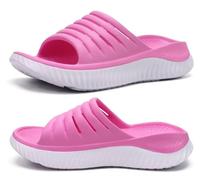 KuaiLu Sandali di Recupero Donna con Comode Ortopediche Fascite Plantare Supporto Arco Ciabatte Aperte Leggero Sportivi Ciabatta Estive Mare Spiaggia Piscina Doccia Antiscivolo Sandalo Rosa Bianco 43