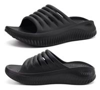 KuaiLu Sandali di Recupero Donna con Comode Ortopediche Fascite Plantare Supporto Arco Ciabatte Aperte Leggero Sportivi Ciabatta Estive Mare Spiaggia Piscina Doccia Antiscivolo Sandalo Nero 42