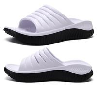 KuaiLu Sandali di Recupero Donna con Comode Ortopediche Fascite Plantare Supporto Arco Ciabatte Aperte Leggero Sportivi Ciabatta Estive Mare Spiaggia Piscina Doccia Antiscivolo Sandalo Bianco Nero 41