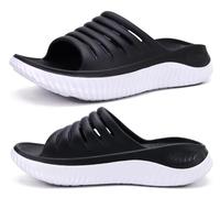 KuaiLu Sandali di Recupero Donna con Comode Ortopediche Fascite Plantare Supporto Arco Ciabatte Aperte Leggero Sportivi Ciabatta Estive Mare Spiaggia Piscina Doccia Antiscivolo Sandalo Nero Bianco 41