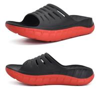 KuaiLu Sandali di Recupero Uomo con Comode Ortopediche Fascite Plantare Supporto Arco Ciabatte Aperte Leggero Sportivi Ciabatta Estive Mare Spiaggia Piscina Doccia Sandalo Nero Rosso 48