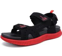 KuaiLu Sandali Trekking Uomo Confortevole Ortopediche Recupero Hiking Sandals con Supporto per l'arco All'aperto Estive Casual Spiaggia Spesso Cuscino Pescatore Sportive Scarpe, EU 48 Nero Rosso
