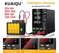KUAIQU Alimentatore CC regolabile con ricarica intelligente 30V 10A 60V 20A, caricabatteria universale 12V 24V, arresto automatico a piena potenza R-SPS1530C 15V30A
