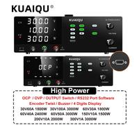 KUAIQU Alimentatore da banco CC ad alta potenza da 3000 W regolabile 150 V 200 V 300 V 10 A, 60 V 30 A 40 A 50 A, 30 V 10 A 20 A 30 A 100 A, con OCP OVP