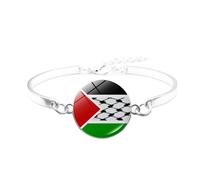 KUAIYIJU Bandiera della Palestina Bracciali in pelle multistrato tessuto perline braccialetto per uomo donna braccialetto gioielli moda accessori