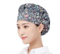 KUAIYIJU Cappello da chef colorato regolabile in cotone con motivo floreale da cuoco, riutilizzabile e lavabile, durevole