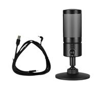 KUAIYIJU Microfono USB da tavolo con luci colorate e microfono a condensatore a pulsante silenzioso per registrare per più dispositivi