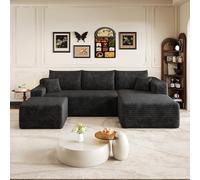 KUAKE Divano con motivo nuvola, 241 cm, moderno e minimalista, comodo divano a forma di L per il soggiorno, seduta profonda con angolo, senza montaggio richiesto, nero: chaise rivolta verso destra