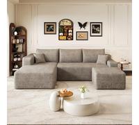 KUAKE Divano con motivo nuvola, 241 cm, moderno e minimalista, comodo divano a forma di L per il soggiorno, seduta profonda con angolo, senza montaggio richiesto, cammello: chaise rivolta a sinistra