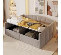 KUAKE Letto imbottito per divano letto 140 x 200 cm con stoccaggio idraulico, letto per ragazzi e ragazzi, doppio telaio in legno massiccio e velluto (grigio chiaro)