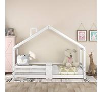 KUAKE Letto per bambini, 90 x 200 cm, in legno di pino per bambini ( Bianco)