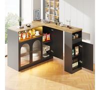 KUAKE Moderno Tavolo da Bar Allungabile con Vano Portaoggetti, da Pranzo Girevole, per Sala da Pranzo, con LED