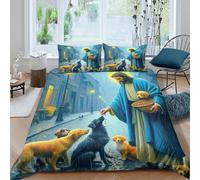 KuangGeKG Copripiumino Gesù - Religione，3 Pezzi Set Copriletto Speranza e amore Stampa Digitale 3D，Microfibre Comodità Con Cerniera E Federe Per Ragazzi E Ragazze Double（200x200cm）