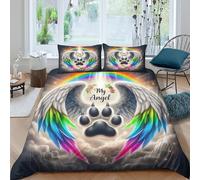 KuangGeKG Copripiumino Le ali degli angeli，3 Pezzi Set Copriletto Forza divina Stampa Digitale 3D，Microfibre Comodità Con Cerniera E Federe Per Ragazzi E Ragazze King（220x240cm）
