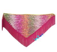 KUARWDVF Belly Dance Hip Sciarpa Cintura, 1 Pezzo Di Danza Del Ventre Gonna Pratica Sciarpa Dell'anca Donne Che Ballano Cintura Con Paillettes Nappa Catena In Vita(Pink)