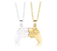 Kuashidai 1 paia di Game Controller Coppia Collana Lega Oro Argento Colore Console di Gioco Ciondolo Magnetico Abbinamento Collana di San Valentino per Coppie Migliori Amici