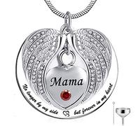 KUATBVL Collana con ciondolo a forma di urna commemorativa per ceneri della mamma, in acciaio inox, con scritta "No longer by my side, but Forever in My Heart"