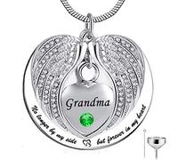 KUATBVL Collana con ciondolo a forma di urna per ceneri, in acciaio inox, con scritta in lingua inglese "No longer by my side, but Forever in My Heart"